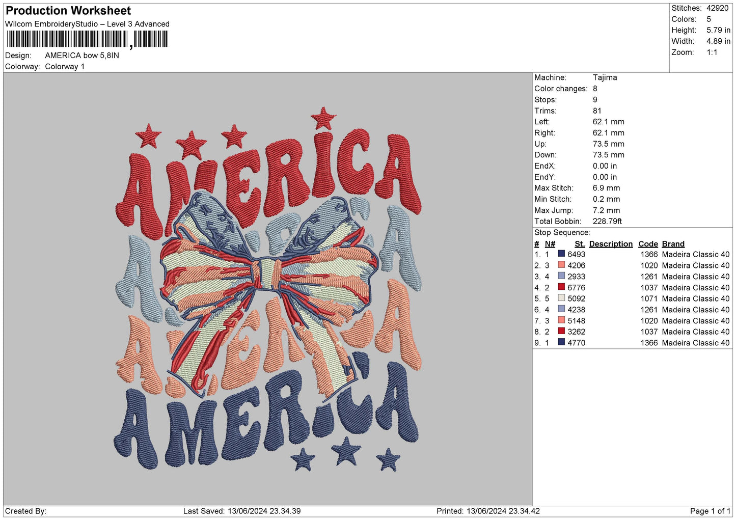 Americatext 1306 Embroidery File 6 sizes