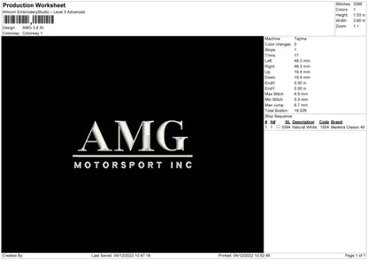 Amg Embroidery File 6 sizes