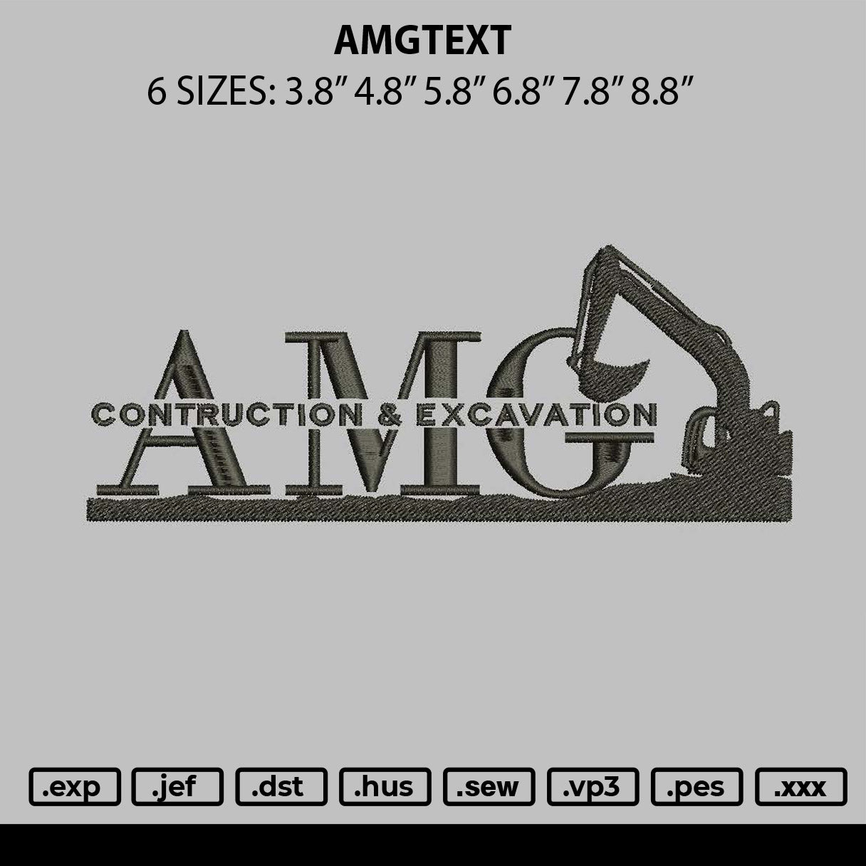 Amgtext Embroidery File 6 sizes