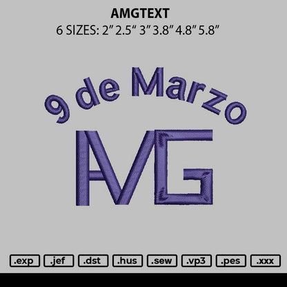 Amgtext Embroidery File 6 sizes