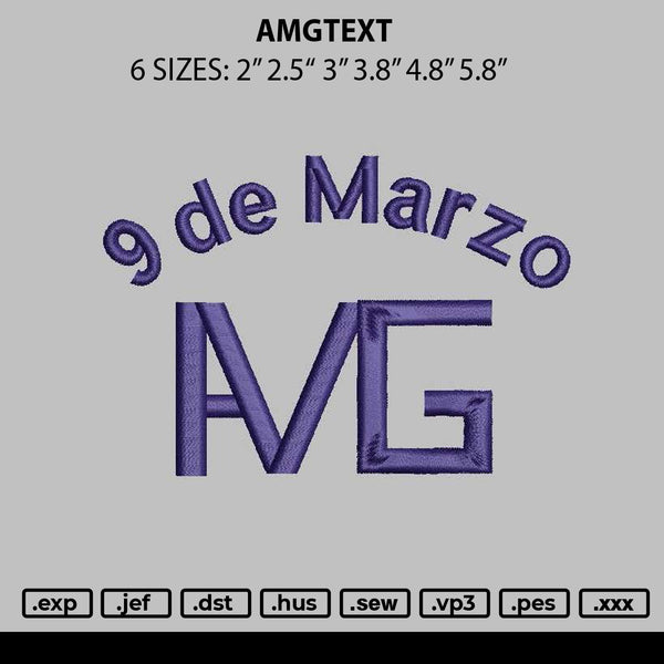 Amgtext Embroidery File 6 sizes