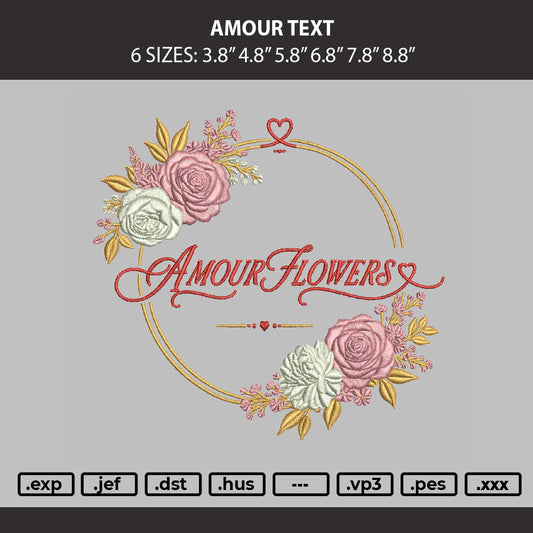 Amour Text Embroidery Machine Design File 6 sizes
