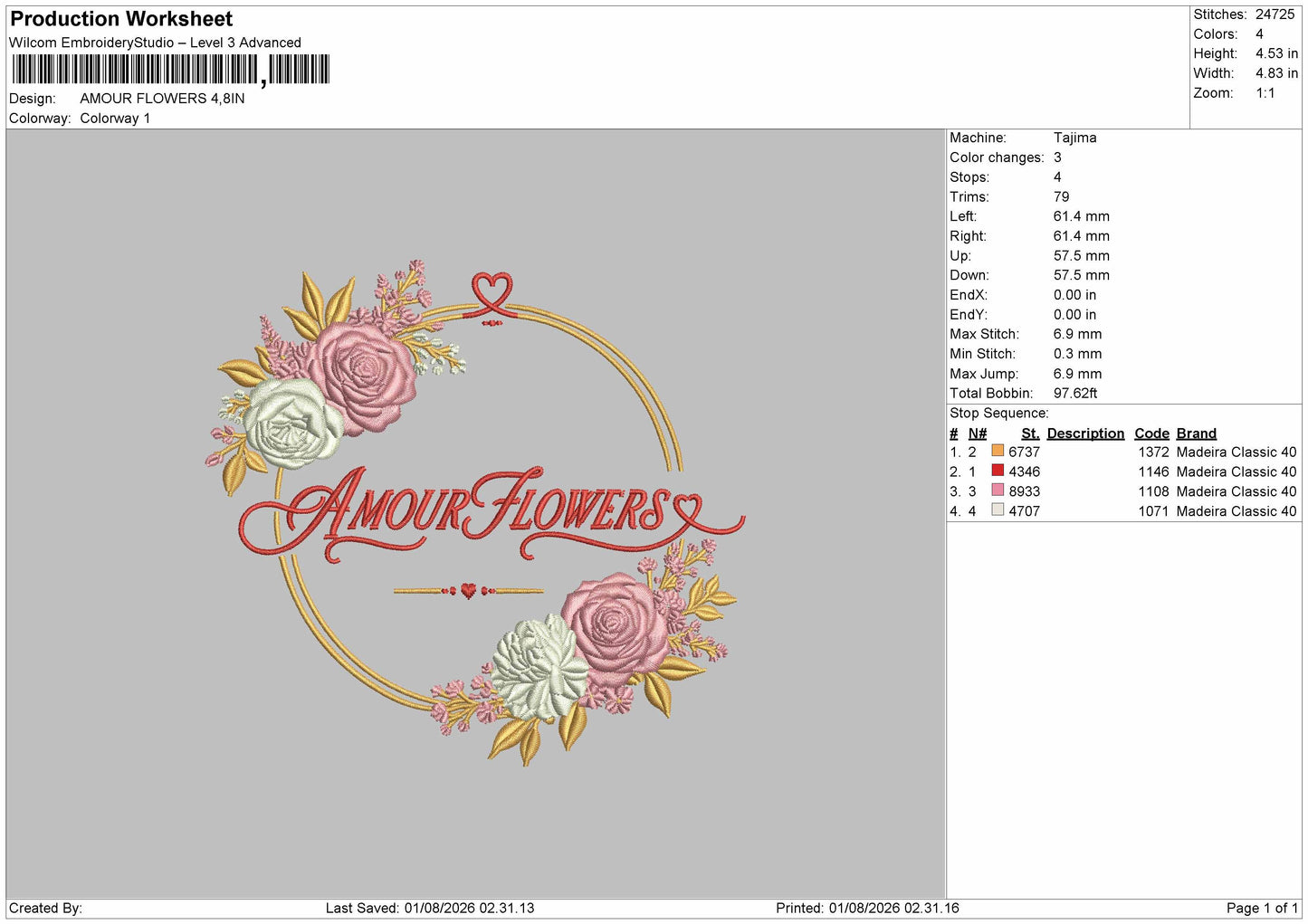 Amour Text Embroidery Machine Design File 6 sizes