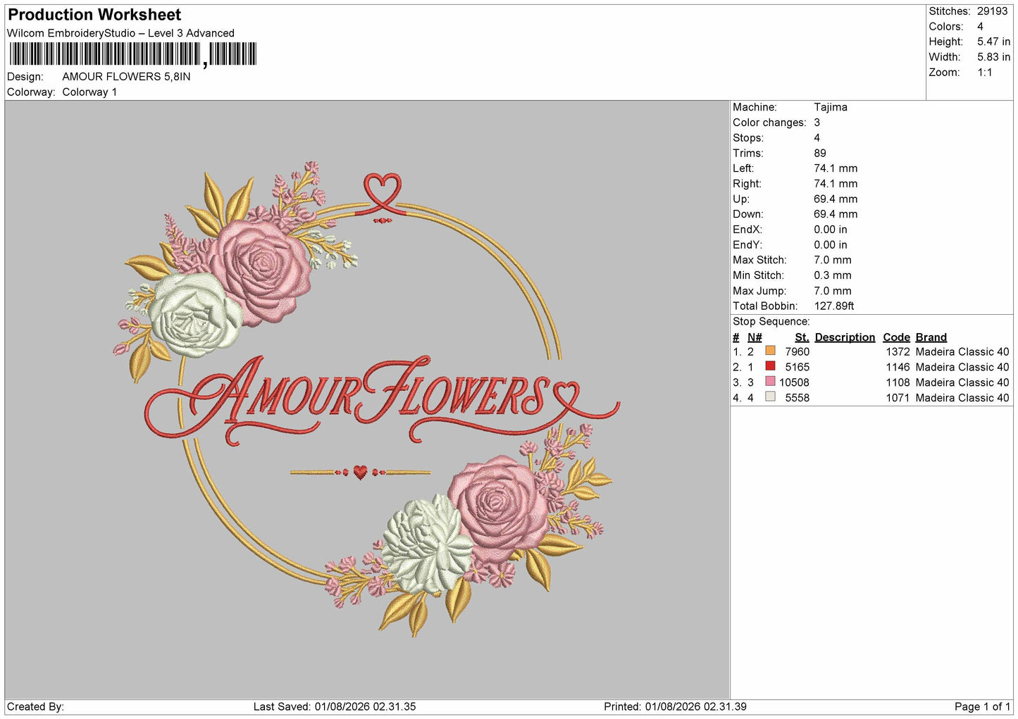 Amour Text Embroidery Machine Design File 6 sizes