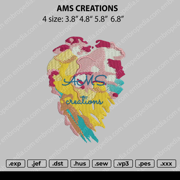 AMS Creations Embroidery File 4 size