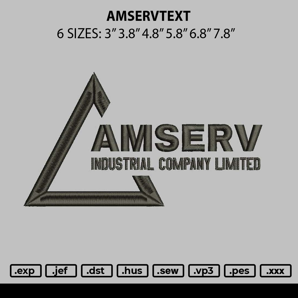 Amservtext Embroidery File 6 sizes