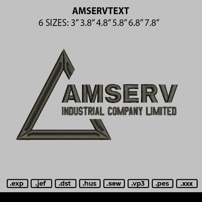 Amservtext Embroidery File 6 sizes