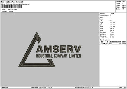 Amservtext Embroidery File 6 sizes