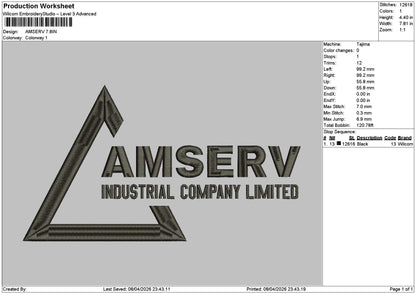 Amservtext Embroidery File 6 sizes