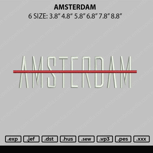 Amsterdam Embroidery File 6 sizes