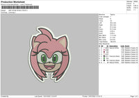 Amy Rose Sonic Face Embroidery File 4 sizes