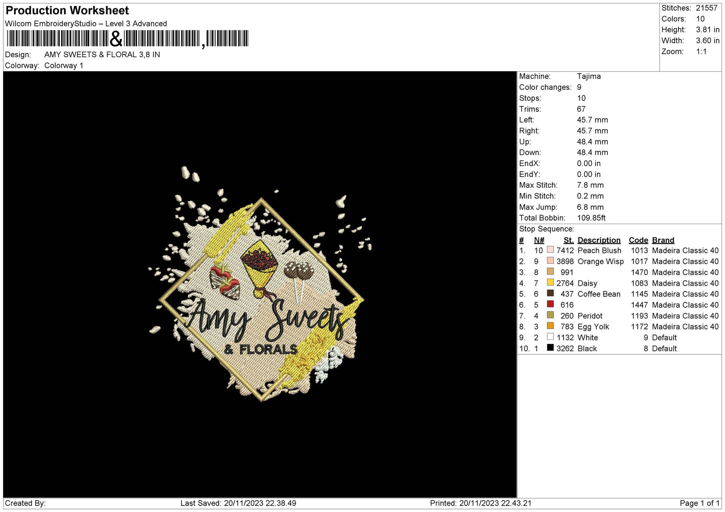 Sweets A Embroidery File 6 sizes