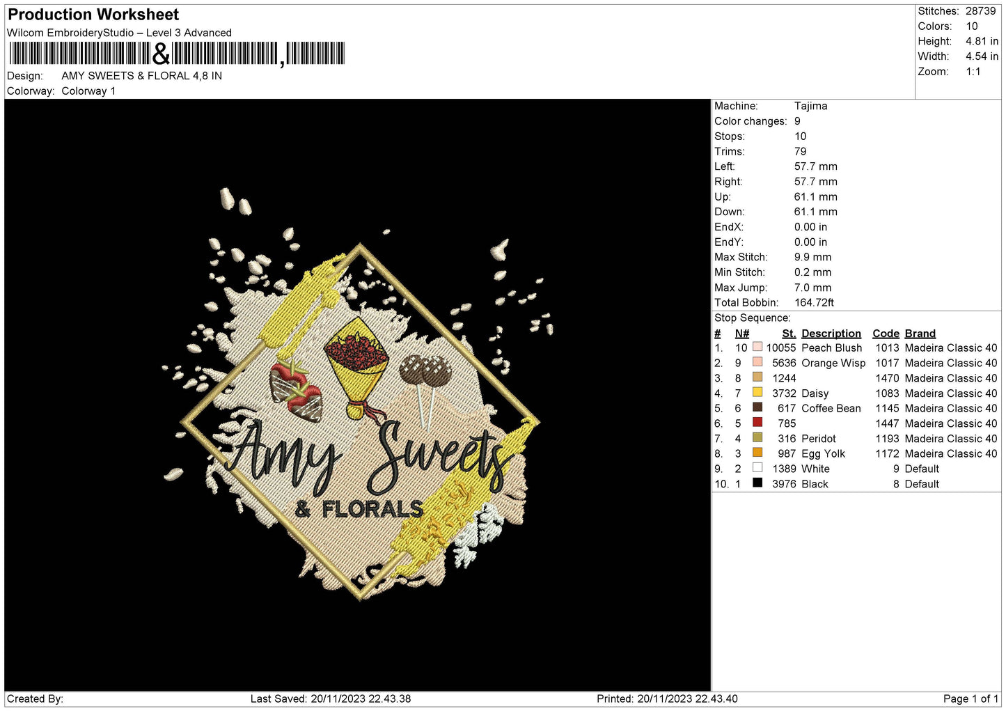 Sweets A Embroidery File 6 sizes