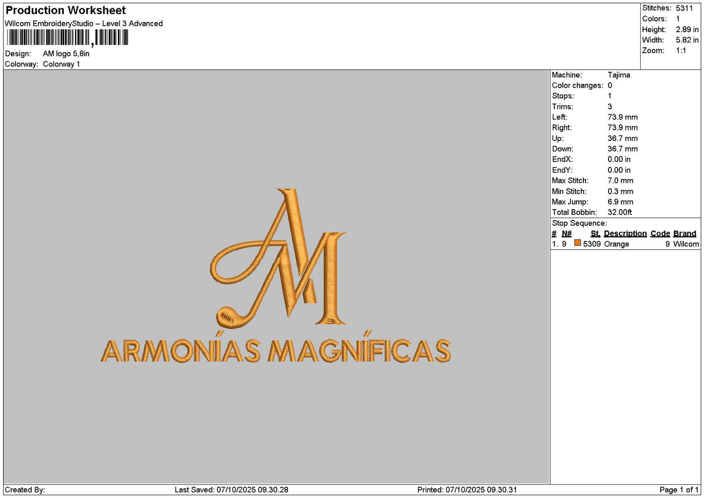 Amtext 0710 Embroidery File 6 sizes