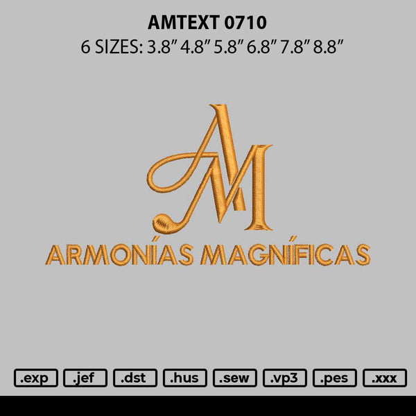 Amtext 0710 Embroidery File 6 sizes