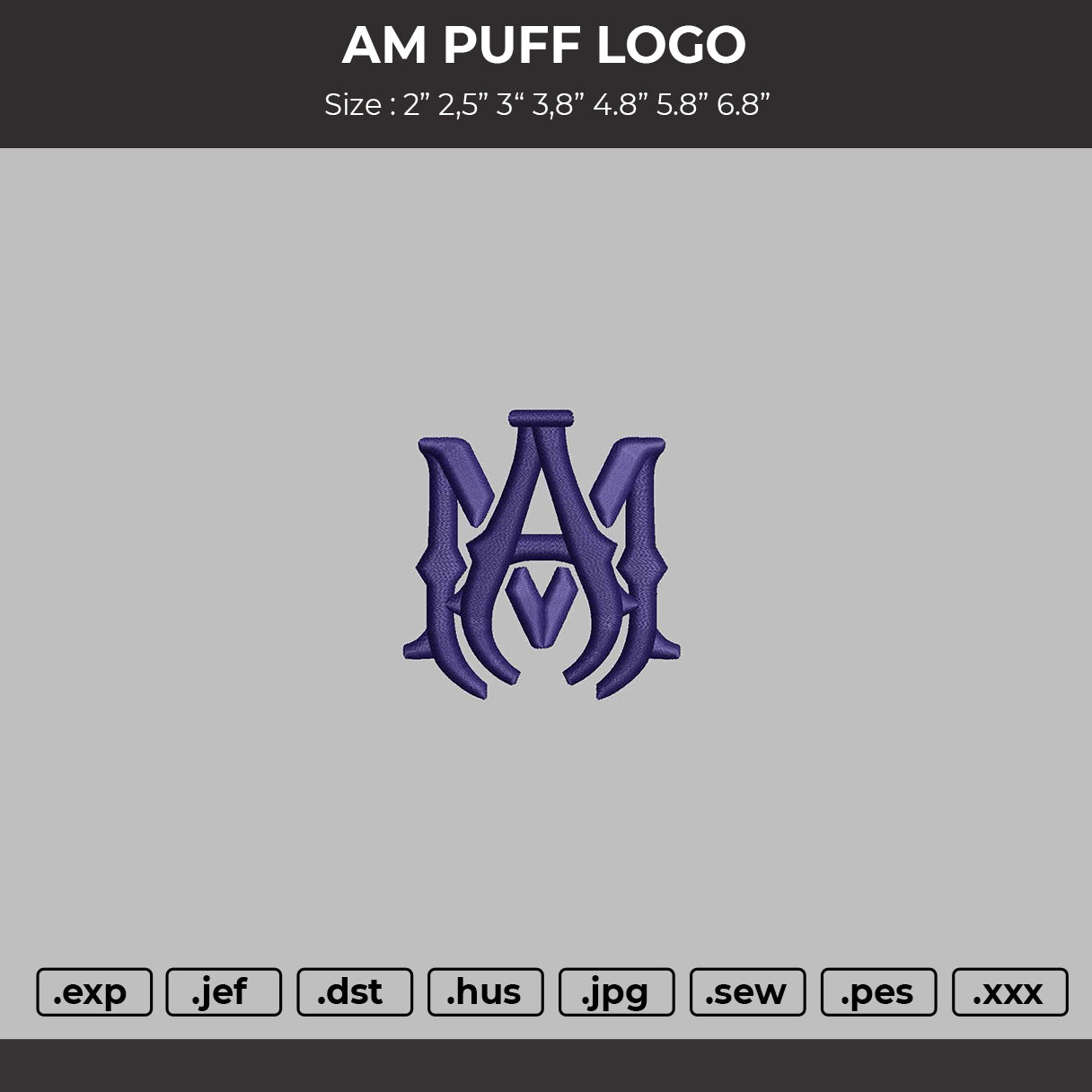 AM Puff Logo  Embroidery Machine Design File