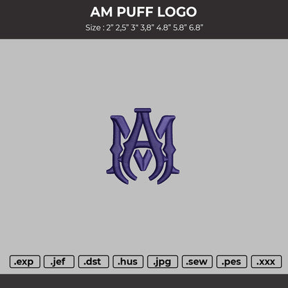 AM Puff Logo  Embroidery Machine Design File