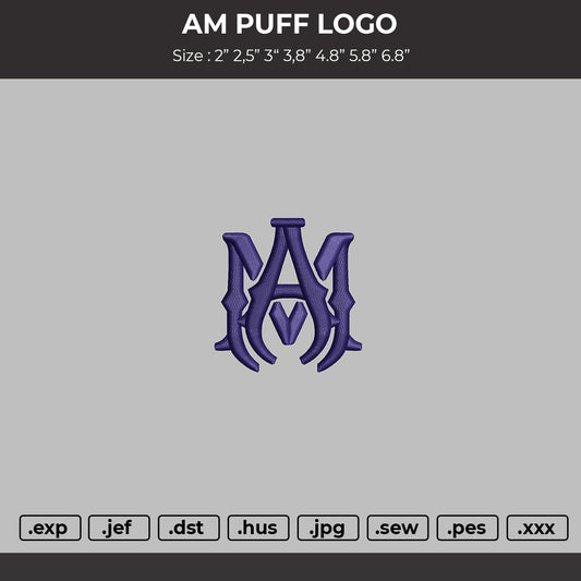 AM Puff Logo  Embroidery Machine Design File