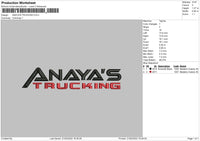 Anaya's Trucking Embroidery File 4 size