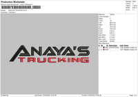 Anaya's Trucking Embroidery File 4 size