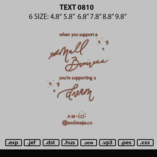 Text 0810 Embroidery File 6 sizes