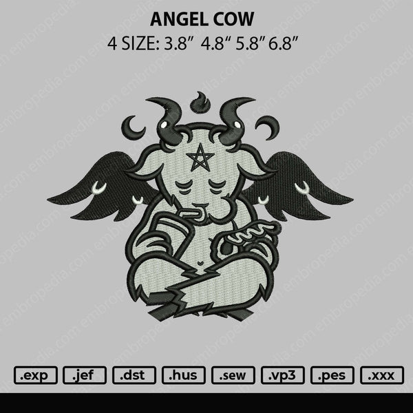 Angel Cow Embroidery File 4 size