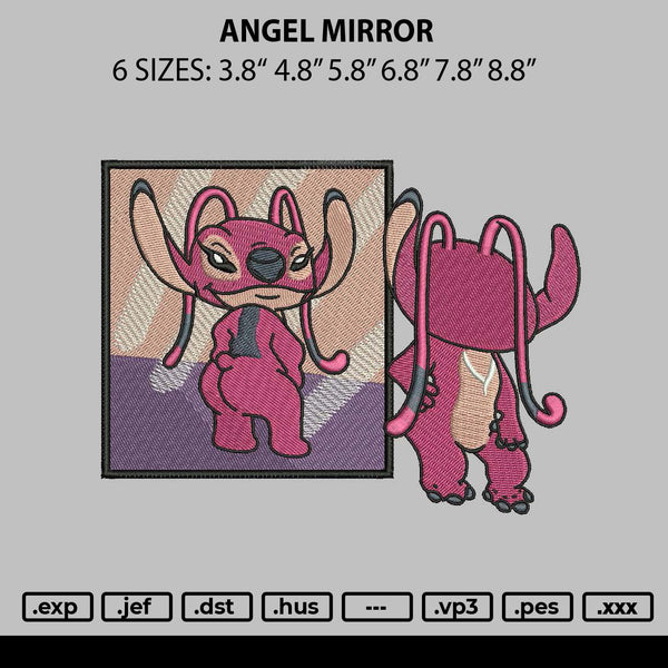 Angel Mirror Embroidery File 6 sizes