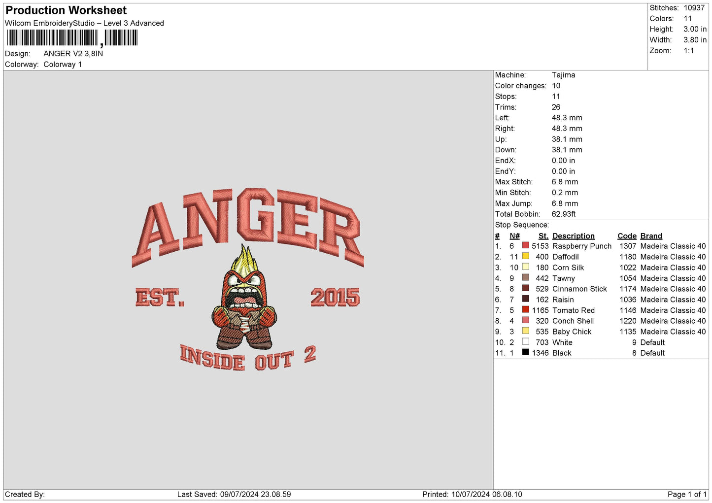 Anger V2 Embroidery File 6 sizes