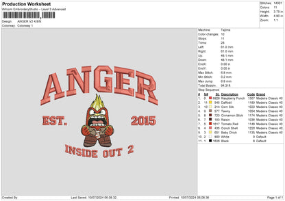Anger V2 Embroidery File 6 sizes