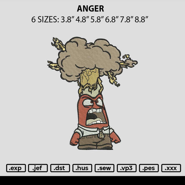 Anger Embroidery File 6 sizes