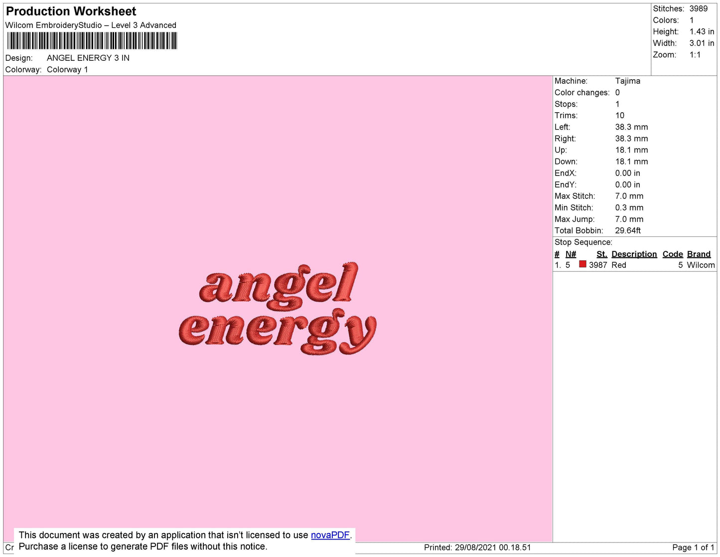 Angel Energy Embroidery File 4 size