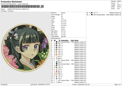 ANIME APOTHECARY DIARIES Embroidery File 6 size