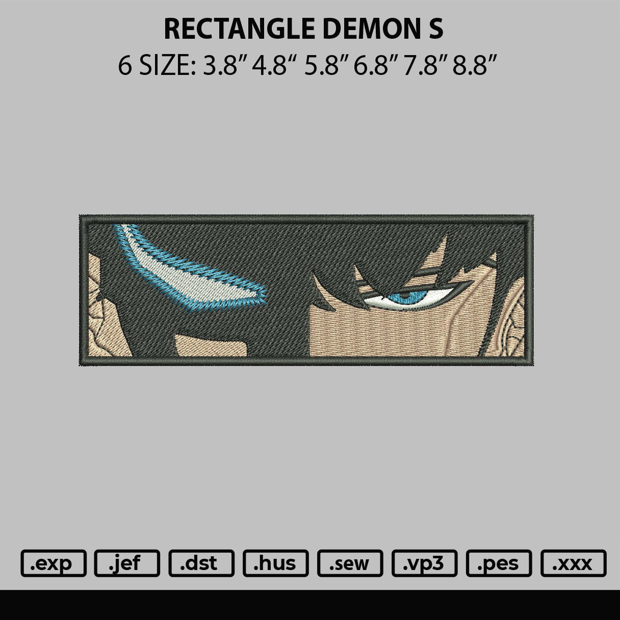 Rectangle Demon S Embroidery File 6 sizes