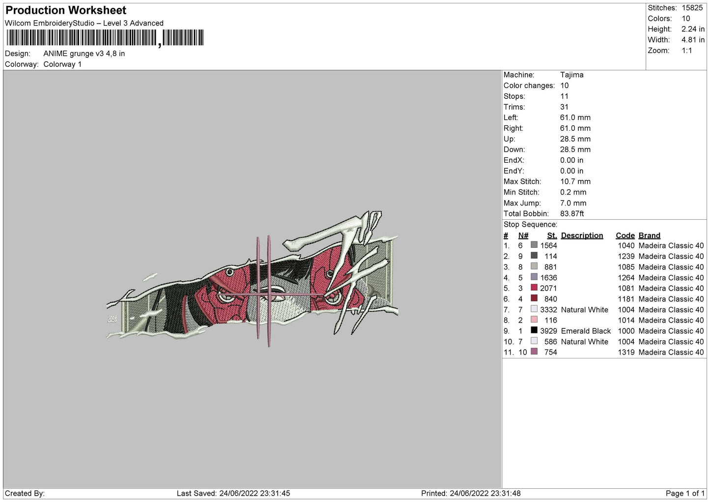 Anime Grunge V3 Embroidery File 4 sizes