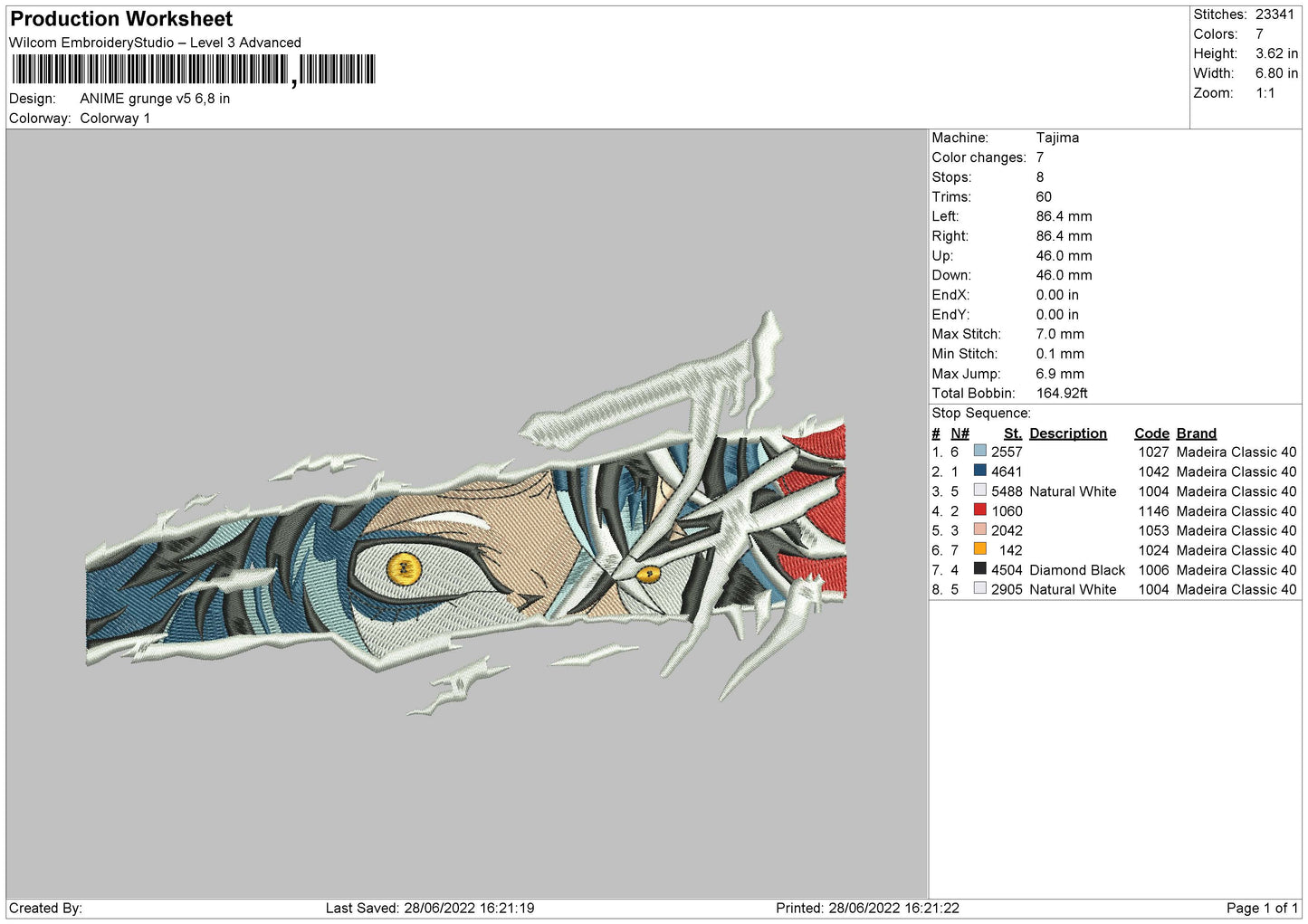 Anime Grunge V5 Embroidery File 4 sizes