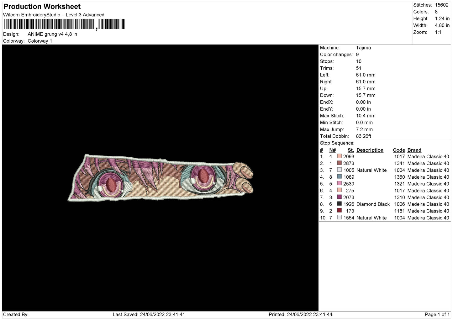Anime Grunge V4 Embroidery File 4 sizes