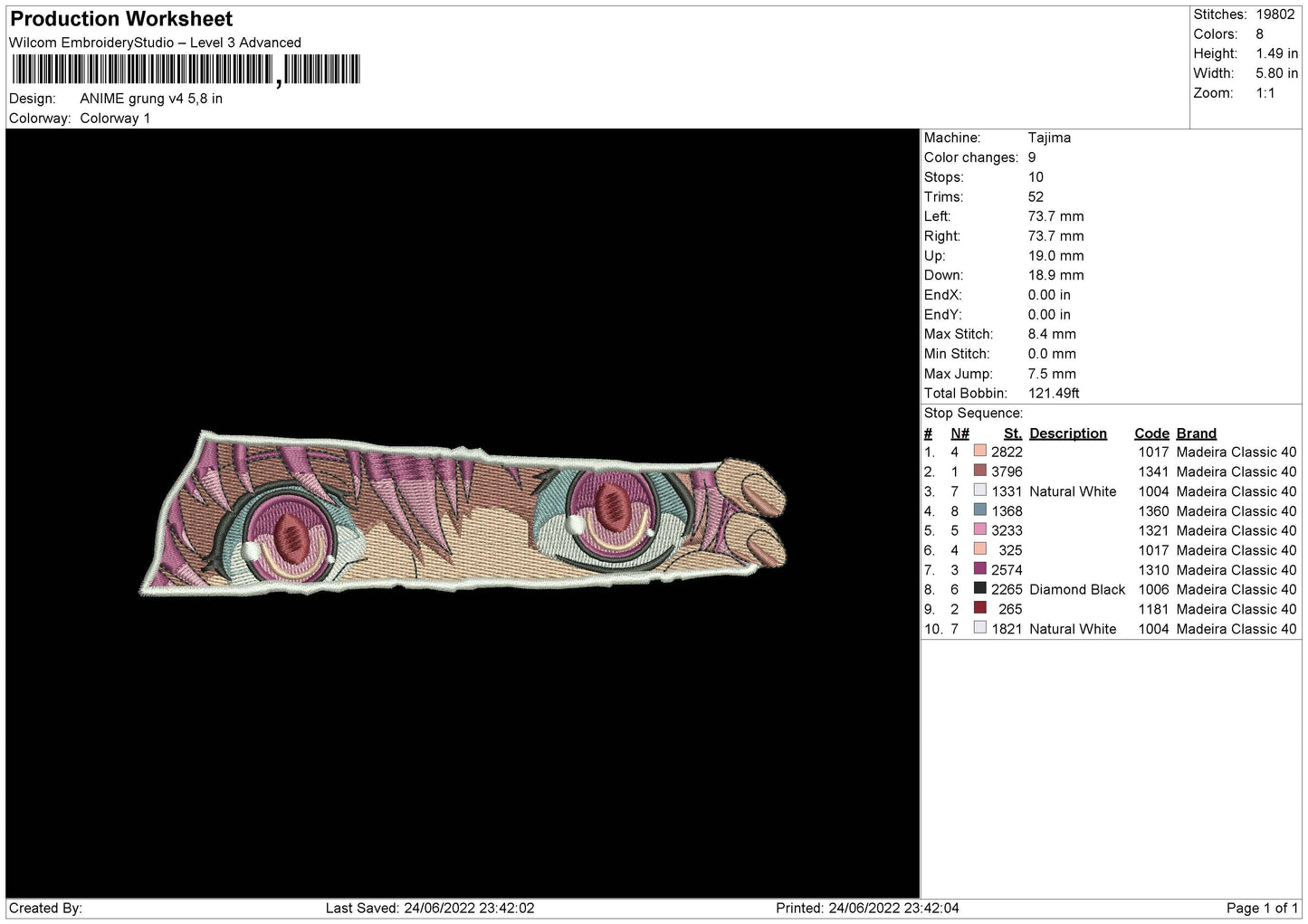 Anime Grunge V4 Embroidery File 4 sizes