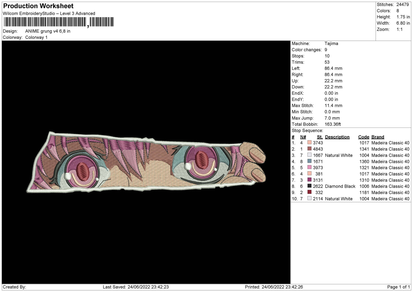 Anime Grunge V4 Embroidery File 4 sizes