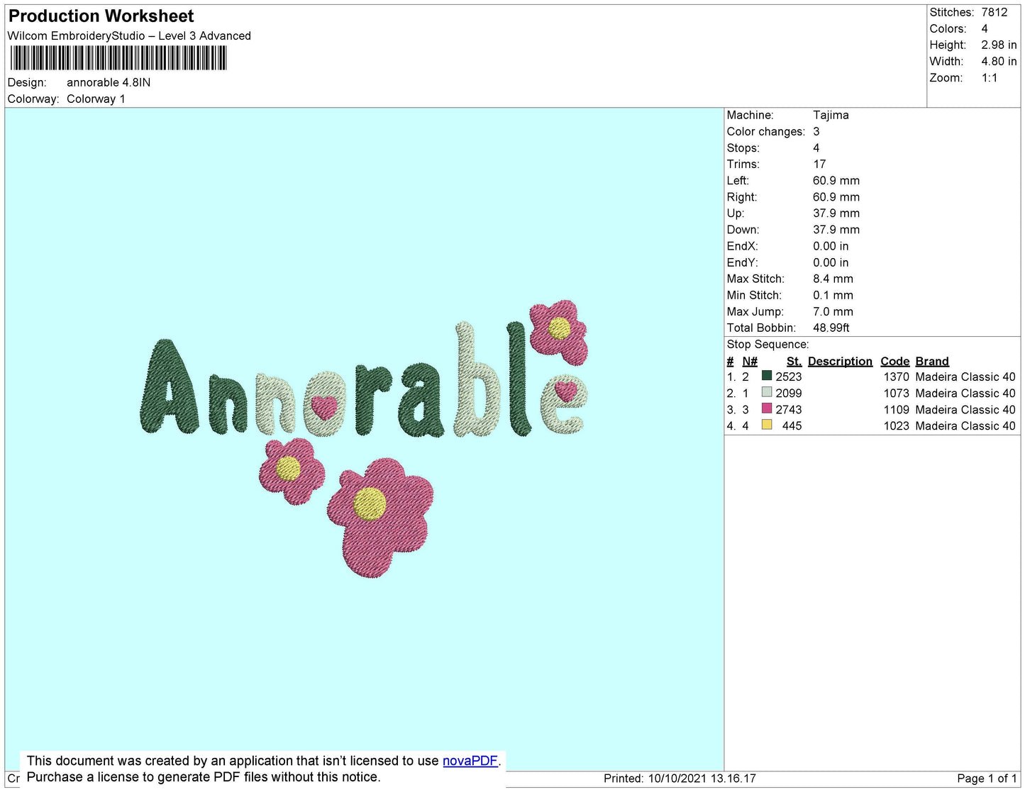 Annorable Embroidery File 4 size