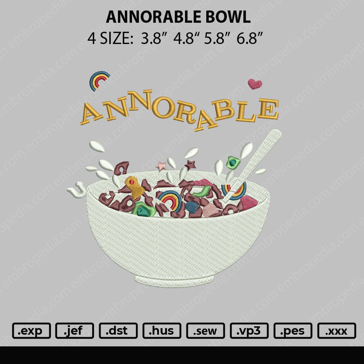 Annorable Bowl Embroidery File 4 size