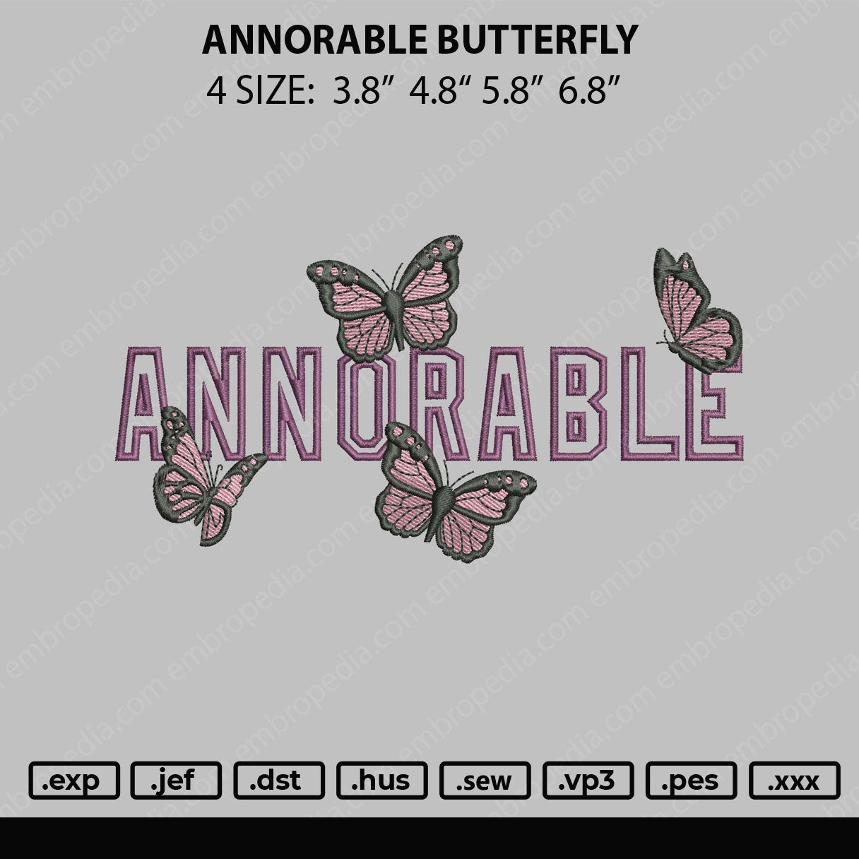 Annorable Butterfly Embroidery File 4 size