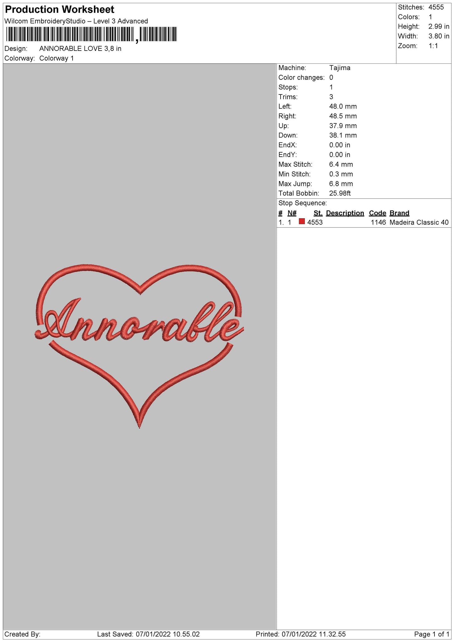 Annorable Love Embroidery File 4 size