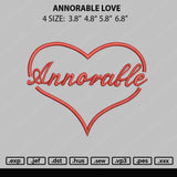 Annorable Love Embroidery File 4 size