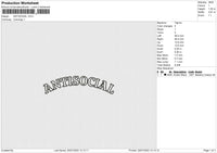 Antisocial Embroidery File 4 sizes