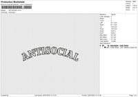 Antisocial Embroidery File 4 sizes