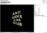 Stockcar Embroidery File 6 sizes