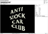 Stockcar Embroidery File 6 sizes