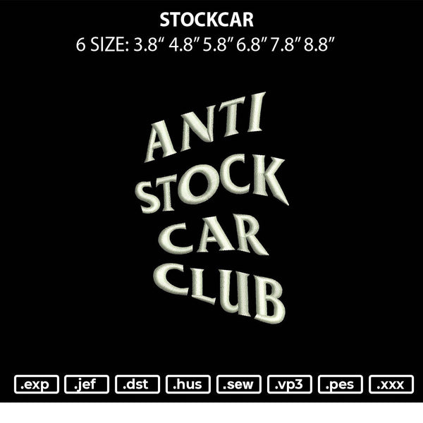 Stockcar Embroidery File 6 sizes