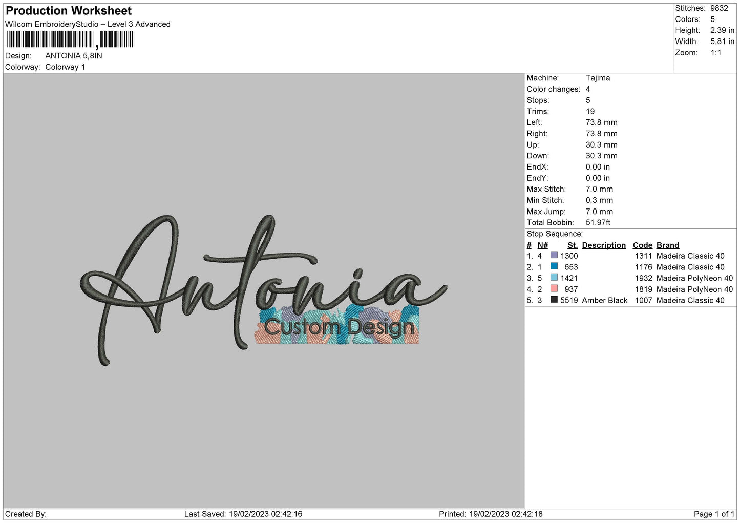Antonia Embroidery File 6 sizes