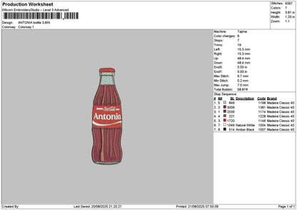 Bottle 2108 Embroidery File 6 sizes